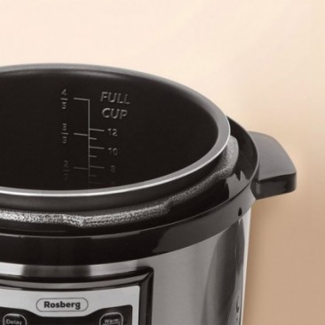 Мултикукър под налягане Rosberg Premium RP51985A6, 1000W, 12 програми, Таймер, LED дисплей, Инокс/черен - Изображение 6