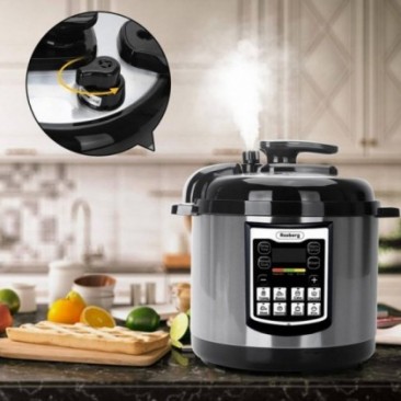 Комплект мултикукър под налягане Rosberg Premium RP51985A6 и книга с рецепти, 1000W, 12 програми, Таймер, LED дисплей, Инокс/чер - Изображение 3
