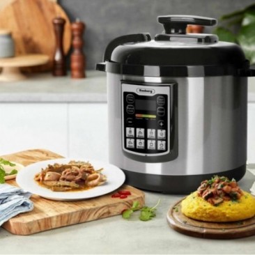 Комплект мултикукър под налягане Rosberg Premium RP51985A6 и книга с рецепти, 1000W, 12 програми, Таймер, LED дисплей, Инокс/чер - Изображение 4