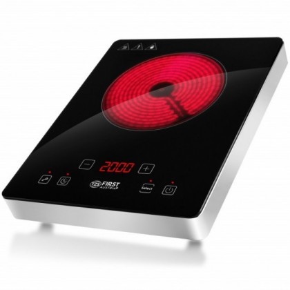 Инфрачервен котлон First Austria FA-5096-8, 2000 W, Защита, Таймер, 8 нива, Зона 17.5 см, Черен/инокс - Изображение 