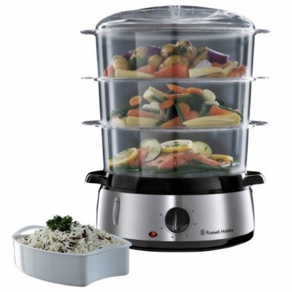Уред за готвене на пара Russell Hobbs 19270-56, 800W, 3 нива, 9 литра, Таймер 60 мин, Инокс - Изображение 