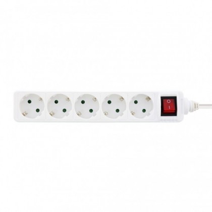 Разклонител с ключ Xmart GNB-05K, 5 гнезда, 5.0 м, Бял
 - Изображение 