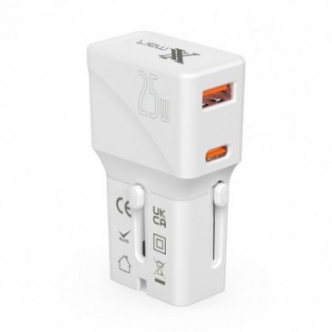 Бързо Зарядно устройство с преходници за различни стандарти Xmart G525, 25W PD, Бяло - Изображение 1