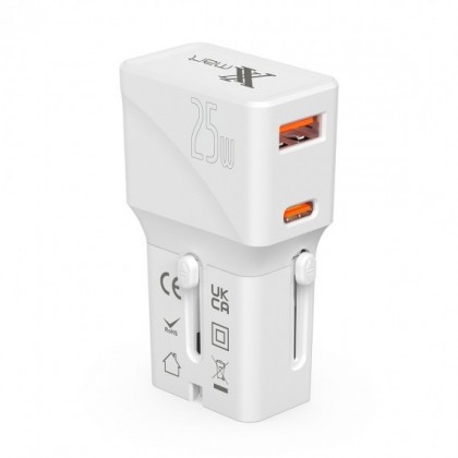 Бързо Зарядно устройство с преходници за различни стандарти Xmart G525, 25W PD, Бяло - Изображение 