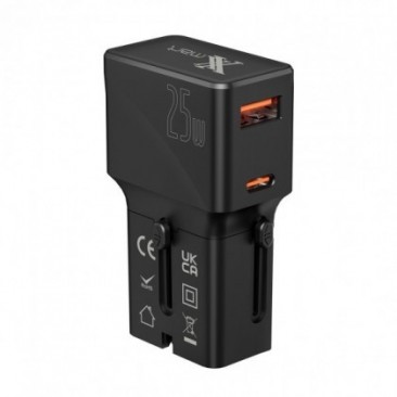 Бързо Зарядно устройство с преходници за различни стандарти Xmart G525, 25W PD, Черно - Изображение 1
