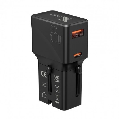Бързо Зарядно устройство с преходници за различни стандарти Xmart G525, 25W PD, Черно - Изображение 