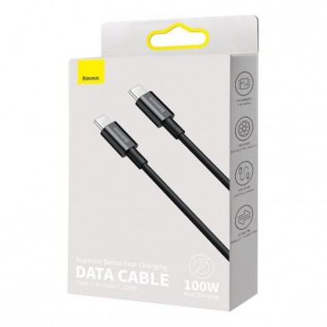 Кабел 100W USB Type C към USB Type C черен 1м - Изображение 3