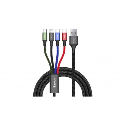 Кабел USB към 2 x Lightning, Micro USB и Type C USB 4 в 1 Baseus CA1T4-A01 1.2m - Изображение 