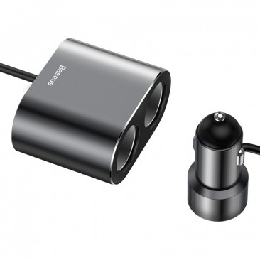 Автомобилно зарядно устройство 2xUSB A 2x5V/3.1A + 2x auto cigarette jack CRDYQ-01 BASEUS - Изображение 1