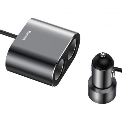 Автомобилно зарядно устройство 2xUSB A 2x5V/3.1A + 2x auto cigarette jack CRDYQ-01 BASEUS - Изображение 