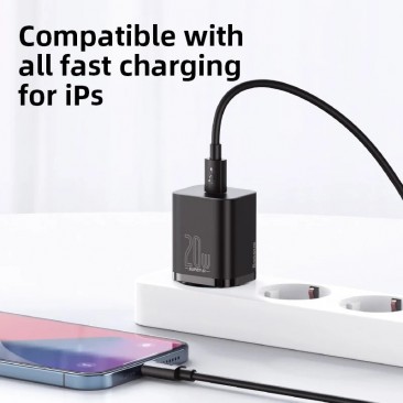 Бързо зарядно устройство USB Type C 20W CCSUP-B01 BASEUS black - Изображение 3