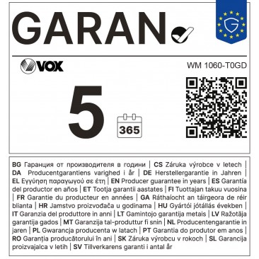 Пералня VOX WM 1060-T0GD, 5г - Изображение 2