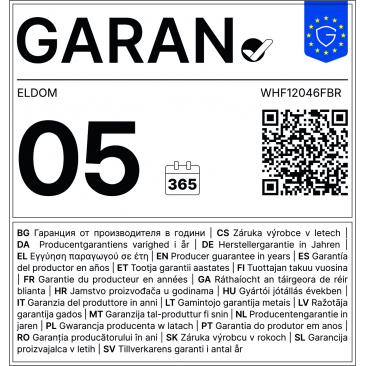 Бойлер Eldom 120 WHF12046FBR, 116 л, 3 kW, хоризонтален, емайлиран, изводи отдясно, тръби отдолу, механично управление - Изображение 2